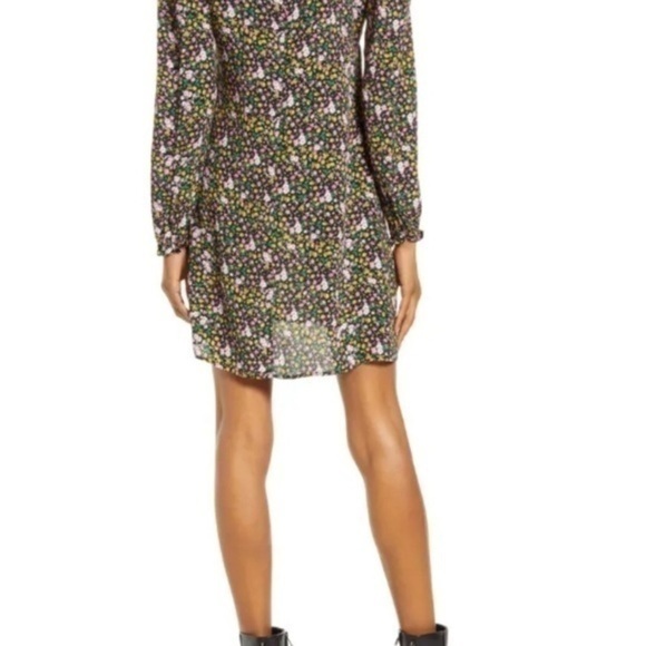 Charles Henry Floral Collar Keyhole Back Long Sleeve Mini Dress Size Small . - Picture 3 of 10